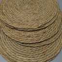 Defined Deco Woven Placemats Set of 6,12" Round Rattan Placemats,Natural Hand-Woven Water Hyacinth Placemats,Farmhouse Weave Place Mats,Rustic Braided Wicker Table Mats for Dining Table,Home,Wedding.