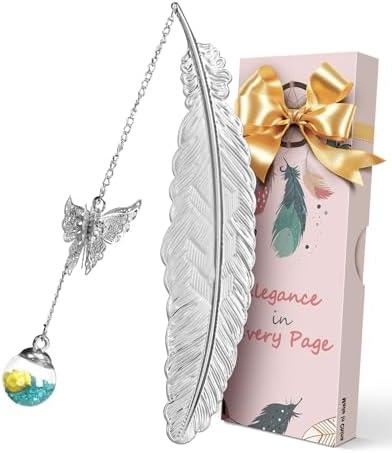 SET OF 3, Bookmarks for Women Christmas Gifts - Stocking Stuffers for Women Teachers Mothers Friends Book Lovers, Unique Cute Butterfly Metal Feather Flower Vintage Bookmark, Gift Ideas for Birthdays