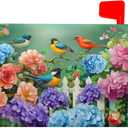 Spring Watercolor Flowers Mailbox Covers Magnetic Spring Welcome Outdoor Mailbox Cover Standard Size 21" X 25.5" Floral Bird Holiday Mailbox Wrap Post Letter Box Cover Decorative for Home Garden Yard