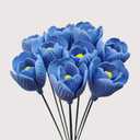 Simulated Flowers, Handmade ceramic tulips, Home Decorations, Living Room vases,ceramic Floral Decorations, Creative Gifts for Floral Arrangements providing long-lasting beauty Set of 9 (blue)
