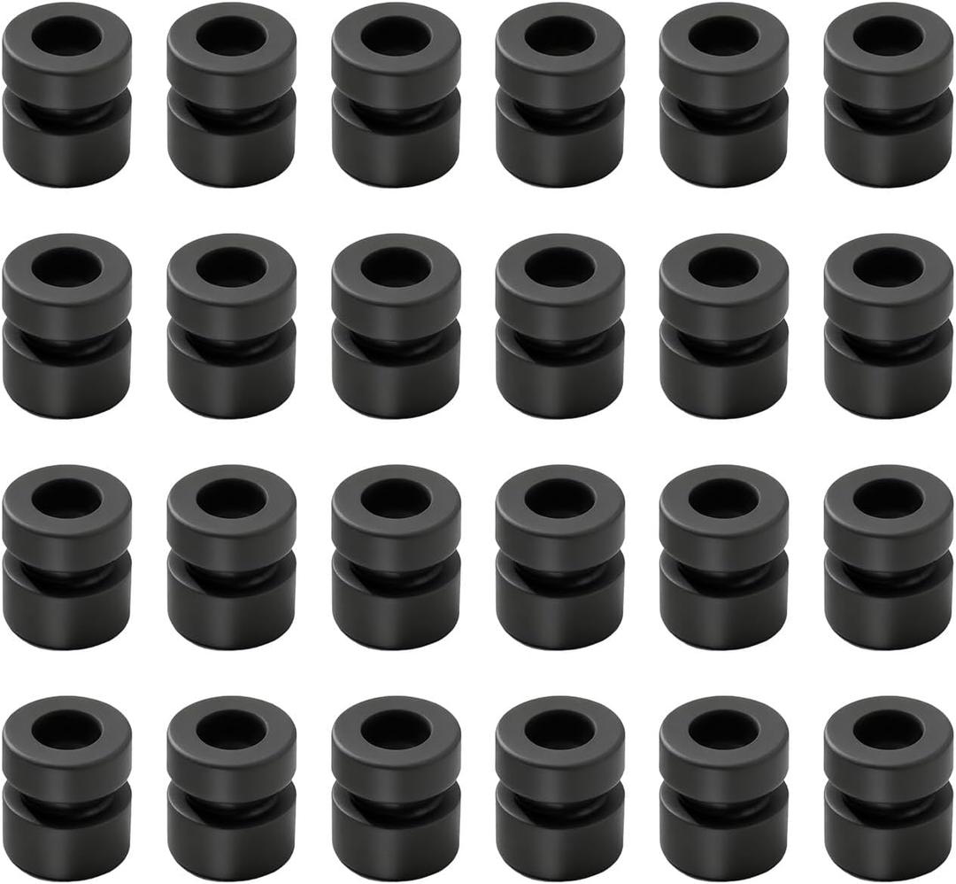 24Pcs M3 Anti Vibration Rubber Balls for F4 F7 Flight Controller, RC Silicone Damper Balls for FPV Drone Quadcopter Soft Mount Standoffs, M3x6.6mm Shock Absorption Grommets (Black)