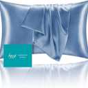 Mulberry Silk Pillowcase for Hair and Skin Queen Size 20"X 30" with Hidden Zipper Soft Breathable Smooth Cooling Pillow Covers for Sleeping(Blue,1Pcs)