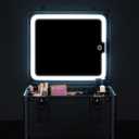 Makeup Case with Lighted Mirror, Travel Makeup Bag Organizer with 3CCT LED Mirror, Cosmetic Bag for Women with Adjustable Divider, Makeup Storage Box with Lock, Waterproof Travel Train Case