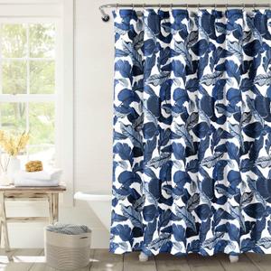 Lush Decor Tropical Paradise Shower Curtain Single 72" W x 72" L Navy & Blue - Tropical Shower Curtains for Bathroom - Bathroom Curtain - Coastal Decor