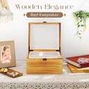 Jewelry Box Organizer, Wooden Jewelry Boxes for Women with 55 Portable Jewelry Bags for Traveling, Travel Jewelry Case Storage for Earrings Rings Necklaces Brackets, Gifts for Women Girls (Carbonized Brown)