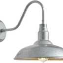 GOALPLUS 10in Dome Outdoor Gooseneck Barn Light Silver Exterior Barn Wall Lantern Farmhouse Style Outdoor Porch Wall Sconce for Patio, Yard, Garage Classic Gooseneck Lighting Fixture 1 Pack, LM2201-SV