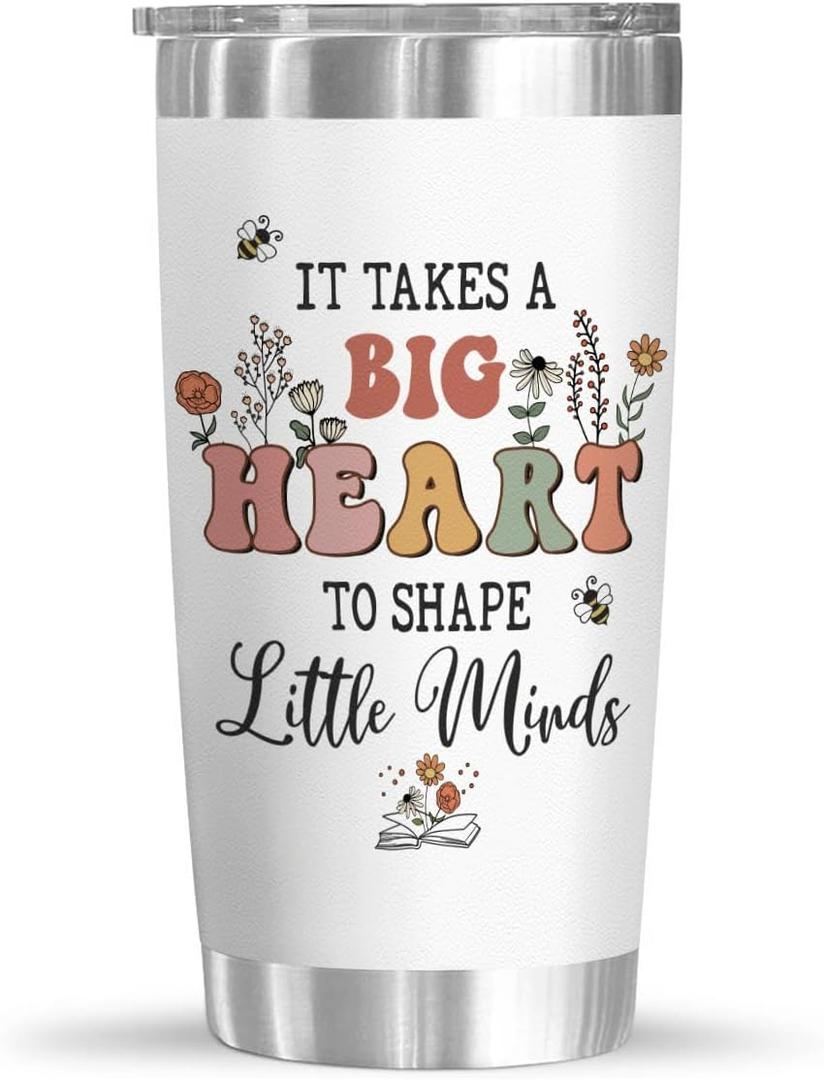Teacher Appreciation Gifts Ideas - It Takes A Big Heart To Shape Little Minds Teacher Tumbler 20 Oz - Thank You Gifts - Preschool, End Of The Year