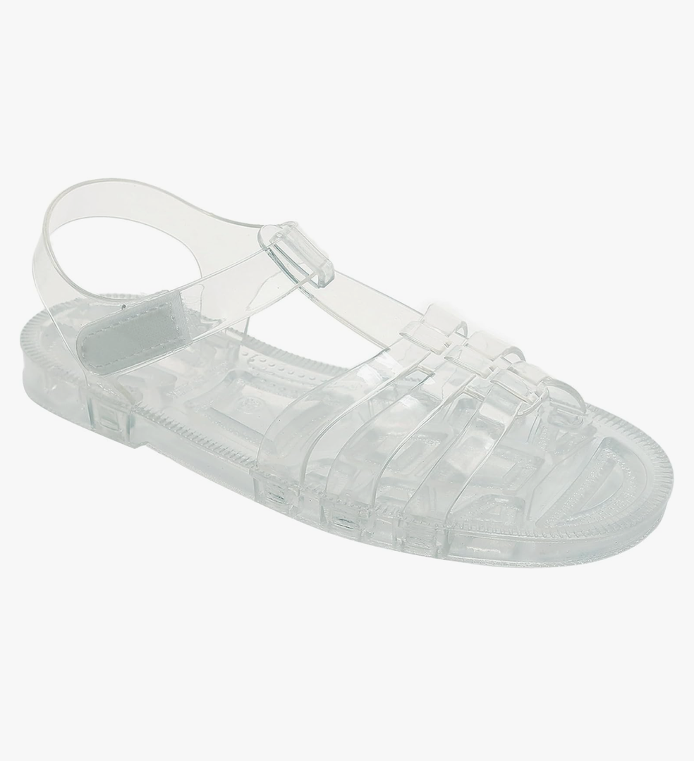 JIOMIJIOMI Toddler Sandals Jelly Shoes Girls Unisex Boy Flat Retro Slides Clear Kids Water Slippers Slingback Summer Beach Size 26 Adjustable Buckle Glitter Dress Soft