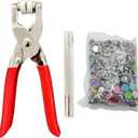 Snap Button Kit Sets, 100 Pair Colorful 5 Claw Buckle with 6 Inch Plier and Alloy Stick for Clothing Leather Crafting Sewing (1)
