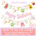 Pink Glitter Farm Themed Happy Birthday Banner Set - Goose Chicken Barn Garland One Silly Goose Birthday Decor Girl Tea Party Decorations for Spring Garden Farm Animal Birthday Party Supplies