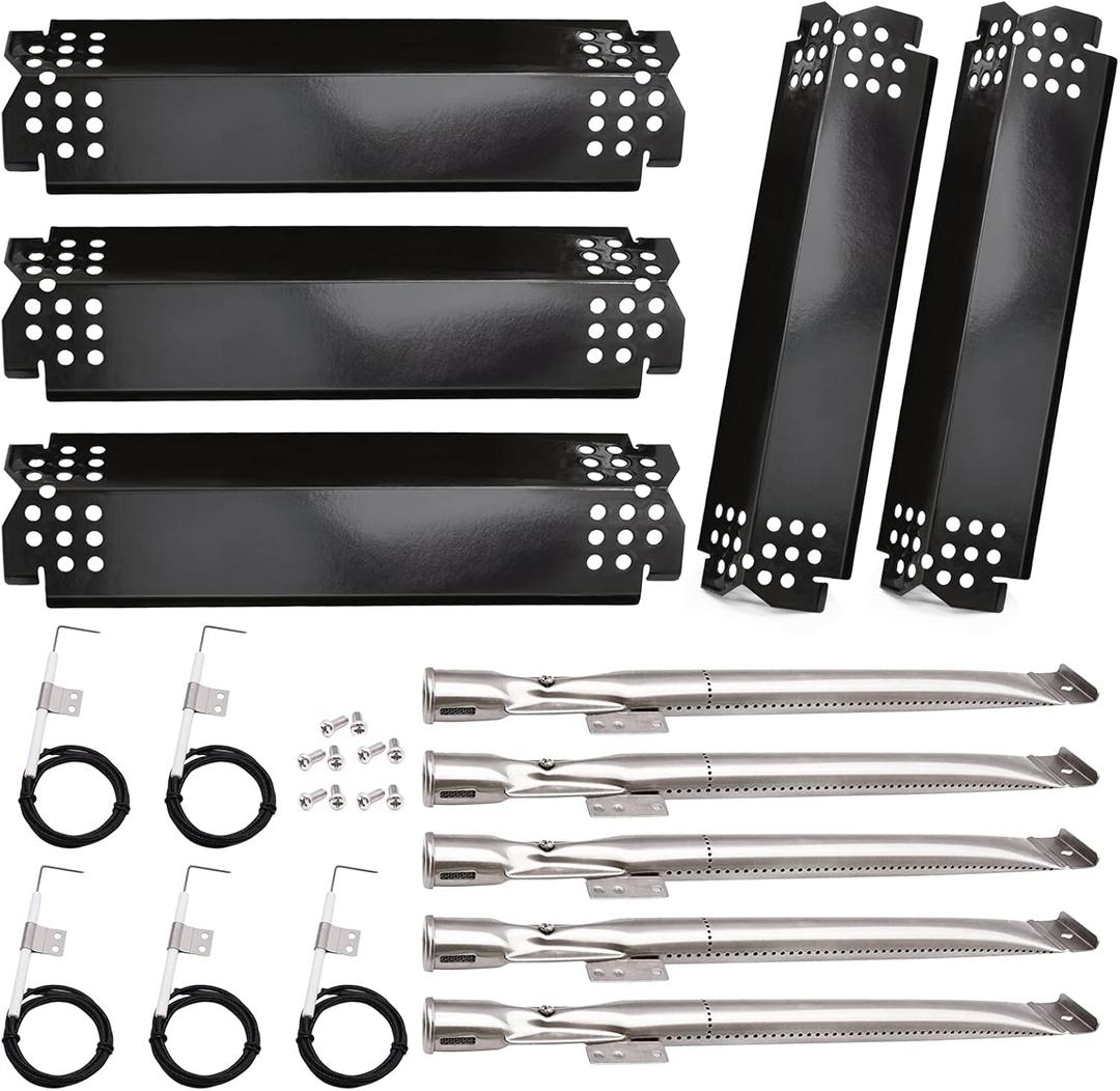 Grill Replacement Parts for Nexgrill 720-0888, 720-0888N, Home Depot Nexgrill 720-0830H, Grill Burner Tubes, Heat Shield Tent Plates and Igniters Kit Replacement for Nexgrill 5 Burner Grills, 5 Pack