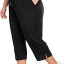 Plus Size Capri Pants for Women Loose Fit Yoga Pants with Pockets Workout Activewear Sweatpants (4X-Large Plus, Black)