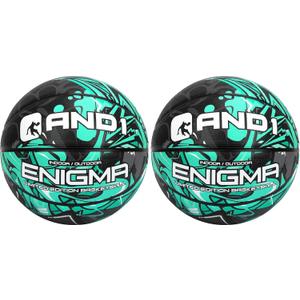 AND1 Enigma Indoor/Outdoor Intermediate Premium Rubber Basketball, Teal and Black, 28.5 in (Pack of 1)