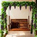 5Pcs 36 Leaves Artificial Greenery Garlands Hanging Leaves with 5 Strings 36 Purple Grapes for Faux Grape Leaf Garland Vine Plants for Indoor Outdoor Wedding Garden Home Party Wine Rack Decor