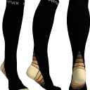 Physix Gear Compression Socks 20-30 mmHg - Men & Women - Running, Nurses, Shin Splints, Flight, Travel (Black/Beige)
