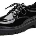 Black Oxford Shoes for Women Platform Chunky Patent Leather Shoes for Women's Classic Comfortable Business Casual Work (7)