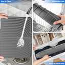 JACZZO Silicone Dish Drying Mat for Kitchen Counter, 19.7" x 17.2" Large Drying Mat with Built-in Drain Lip, Heat Resistant Countertop Protector Pad, Fast Drying & Easy Clean, Grey