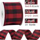 MEEDEE Black Red Checkered Christmas Decor Ribbon 2-1/2 Inch Wide 10 Yards Wired for Bows, Wreaths, Gift Wrap, Holiday Crafts, Farmhouse Decor