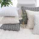 OYIMUA Beige 20x20 Decorative Throw Pillow Covers Chenille Set of 2 Square Accent Pillows for Couch Living Room Bed Cozy Farmhouse Neutral Cushion Covers