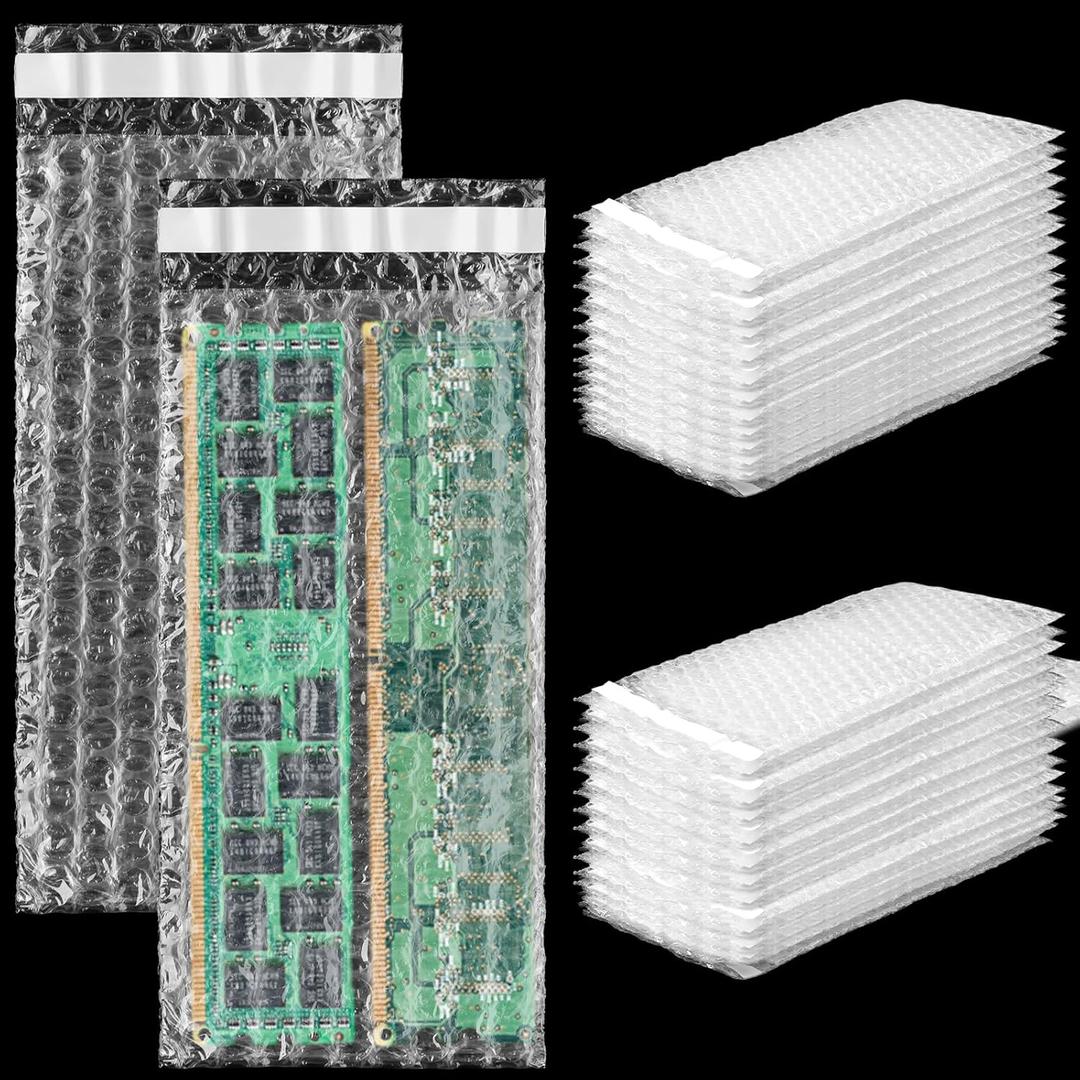 Frienda 300 Pcs Clear Self Sealing Bubble Cushion Bags Double Wall Bubble Pouch Bag Plastic Shockproof Protective Packing Bags for Small Business Moving Shipping Packaging Storage(4" X 8")
