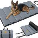 Gimars Upgraded XL Outdoor Dog Bed with Waterproof Film, Easy to Roll Up with Buckle, Large Travel Pet Bed for Large & Extra Large Dog, Portable, Foldable, Washable for Camping,Traveling,Grey