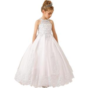 ABAO SISTER Flower Girl Dress Lace Applique Beaded Communion Dress Formal Ball Gown 12 (White)