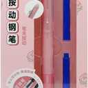 OASO K019 Retractable Erasable Fountain Pen Set 0.5mm with 2pcs Blue Ink Cartridges Smooth Writing for School Students(Pink)