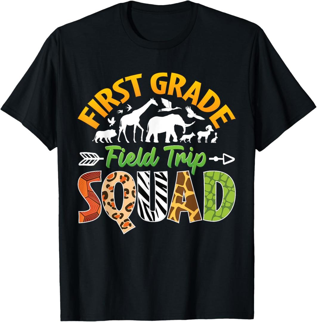 First Grade Zoo Field Trip Squad Matching Teacher Students T-Shirt, Size: 4T