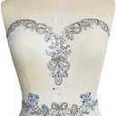 Handmade Beaded V-Neck Sequin Sew On Neckline Rhinestone Crystal Trim Bridal Applique Design Patch Sewing for Wedding Dresses DIY Belt Decoration (AB)