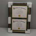 Double Diploma Frame 14x20, Display Two 8.5x11 Degree, Certificates, Documents, Tempered Glass with Acid-Free Green over Gold Mat, Dual Diploma Frame for Graduation, Mahogany with Gold Trim