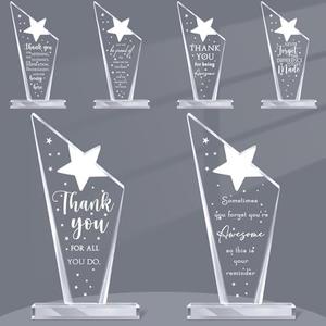 Geelin 5 Pcs Employee Appreciation Awards Christmas Acrylic Thank You Gifts Inspirational Plaque Keepsake for Christmas Coworker Teacher Nurse Team Volunteer Retirement(Star)