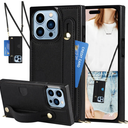 CCSmall Crossbody Case for Apple iPhone 15 Pro with Card Holder KB Black