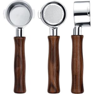 Normcore 51mm Bottomless Portafilter for DeLonghi La Specialista EC9155/ 9335/ 9355/ 9665/ EC9335, Genuine American Walnut Handle, 3-Ear Naked Espresso Tool with 23-25g Basket