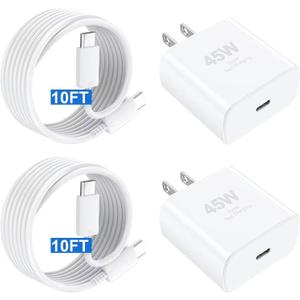 Fast Charger USB C Charger iPhone Type C Charger, 10 FT USB C to USB C Cable Fast Charging Cord 45W Phone Chargers iPhone USBC Charger Block for iPhone 17 Air/ 17 Pro/ 17 Pro Max/ 16 15 Pro Max/ iPad Pro