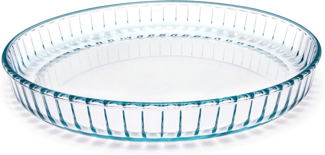Pie Plate 10.5 Inch, Oven Glass Pie Pan for Baking Pie Crust, Pie Dish with Rippled Edge, Clear Baking Pan