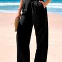 KIRUNDO Wide Leg Dress Pants for Women High Waisted Office Work Trousers Business Casual Slacks Button Flowy Palazzo Pant (Black, M)