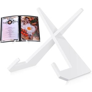 Menkxi Acrylic Cookbook Stand for Kitchen Counter Cookbook Recipe Book Holder for Multifunctional Display Tabletop Kitchen Counter Decor, 6.5 x 8.5 Inches(White)