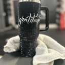 40 Oz Bling Rhinestone Gratitude Tumbler with Straw and Handle  Leak-Proof Double Wall Stainless Steel Cup  Vacuum Insulated, Reusable for Hot & Cold Drinks, Stylish Gift For Women Or Back-To-School