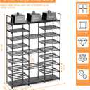 Kottwca 9-Tier Metal Shoe Rack Organizer for 50-55 Pairs - Space Saving Shoe Storage Shelf for Entryway, Closet, Bedroom, Hallway, 3 Row 9 Tier