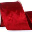 Ribbli Red Velvet Wired Ribbon 4 Inch Metallic Red Gold Crushed Velvet Christmas Ribbon for Gift Wrapping Christmas Tree Decoration Crafts Wreaths Supplies-Continuous 10 Yards