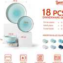 Sweese Plates and Bowls Sets, 18 Piece Dinnerware Set Porcelain Round Dinner Set for 6, Scratch Resistant Dishes Set, Dishwasher and Oven Microwave Safe Handpainted Swirl Dishware Sets, Assorted Blue
