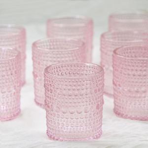 Edamame 24 Pcs Votive Candle Holders Pink Clear Bulk Glass Candle Holder for Table Centerpieces, Tealight Candle Holders for Weddings, Parties and Home Decoration