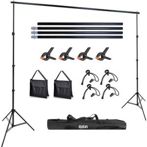 Photo Backdrop Stand, 10x9ft(WxH) Adjustable Photography Backdrop Stand, Aluminum Alloy Studio Photo Background Stand Support System for Party, Wedding, Photography, Advertising Display