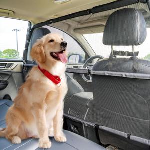 Dog Car Barrier Escape-Proof, 56" Wide Divider for 2nd 3rd Row Seats & Cargo Area, Durable Back Seat Gate Trunk Barrier with See Through Net Mesh for Trucks, Large SUV & Full Sized Vehicles
