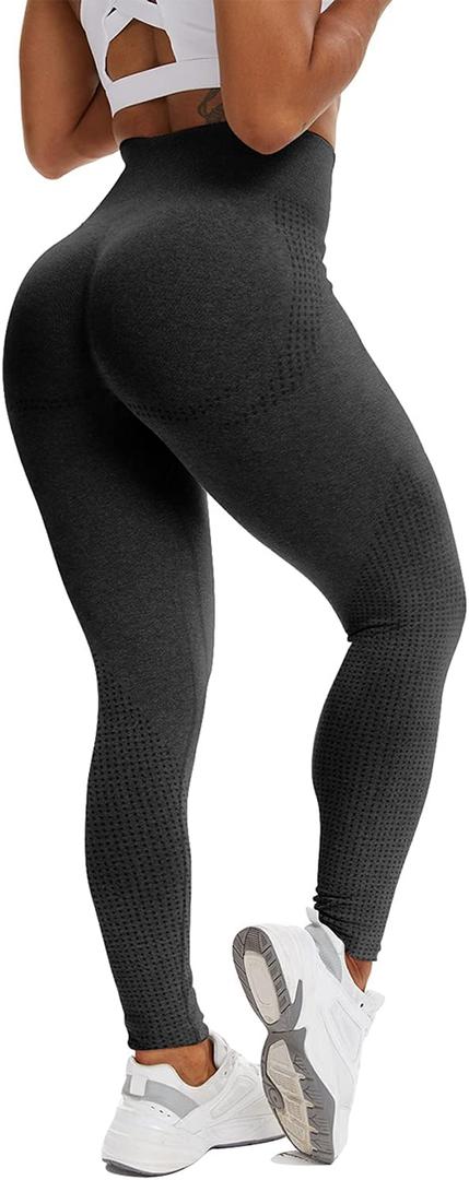CFR Women's High Waist Workout Seamless Scrunch Booty Leggings Butt Lift Gym Fitness Girl Sport Active Yoga Pants (#1 B Dot Contouring - Black) S