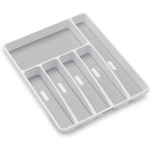 madesmart Classic Large Silverware Tray - White |CLASSIC COLLECTION | 6-Compartments| Kitchen Drawer Organizer | Soft-Grip Lining and Non-Slip Rubber Feet | BPA-Free