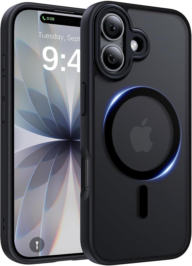 Magnetic for iPhone 17 Case, [Anti-Slip] [Military-Grade Drop Protection] [Camera Protection] Skin-Friendly Slim Translucent Shockproof Protective for iPhone 17 Phone Case, Black