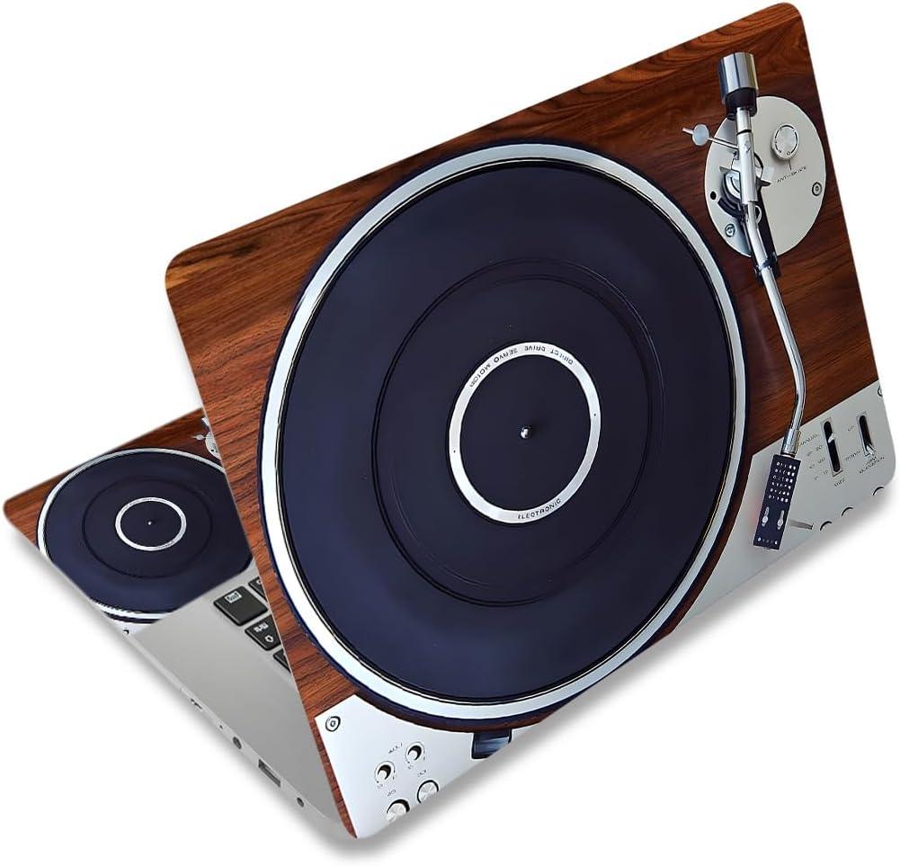 Laptop Decal Sticker Skin Cover, 12" 13.1" 13.3" 14" 15" 15.4" 15.6" Laptop Netbook Vinyl Skin Sticker Cover Art Notebook Protector (2 Wrist Pad Included), Removable Reusable, Retro Music Player