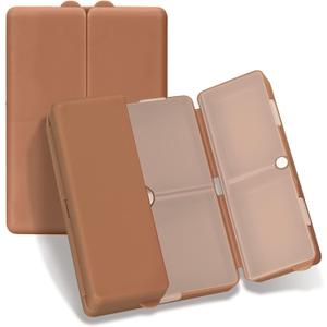 FYY Daily Pill Organizer,7 Compartments Portable Pill Case Travel Pill Organizer,[Folding Design] Pill Box for Purse Pocket to Hold Vitamins,Cod Liver Oil,Supplements and Medication-Brown (Large (1 Piece))