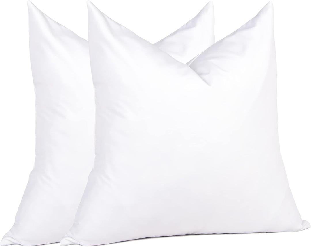 puredown Feather Down Throw Pillow Inserts 22 x 22 (Pack of 2, White), Big Throw Pillows for Floor, Couch, Bed, Machine Washable